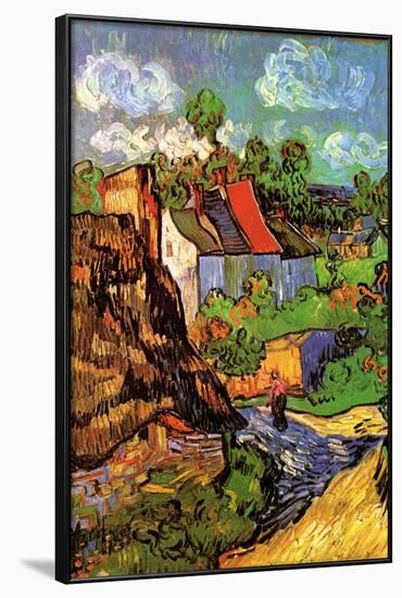 Vincent van Gogh Houses in Auvers Hillside-Vincent van Gogh-Framed Art Print