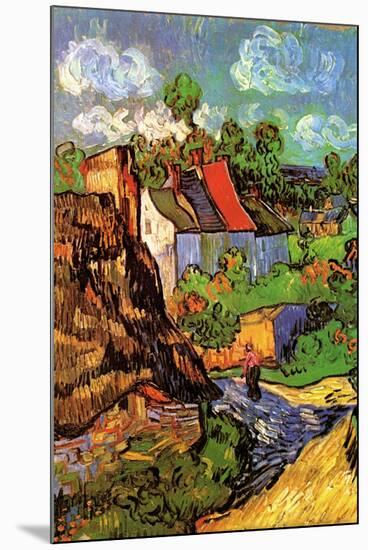 Vincent van Gogh Houses in Auvers Hillside-Vincent van Gogh-Mounted Art Print