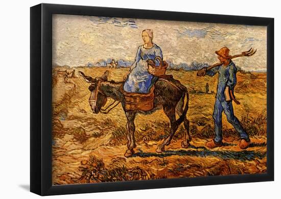 Vincent Van Gogh Morning Peasant Couple Going to Work Art Print Poster-null-Framed Poster