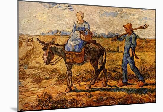 Vincent Van Gogh Morning Peasant Couple Going to Work Art Print Poster-null-Mounted Poster