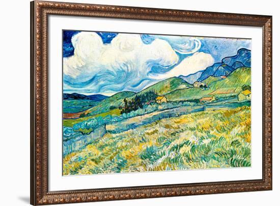 Vincent van Gogh Mountain Landscape behind the Hospital Saint-Paul-Vincent van Gogh-Framed Art Print