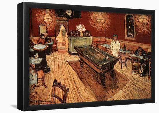Vincent Van Gogh Night Cafe with Pool Table Art Print Poster-null-Framed Poster