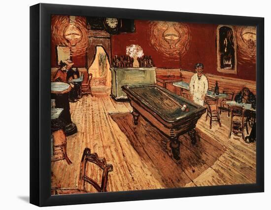 Vincent Van Gogh Night Cafe with Pool Table Art Print Poster-null-Framed Poster