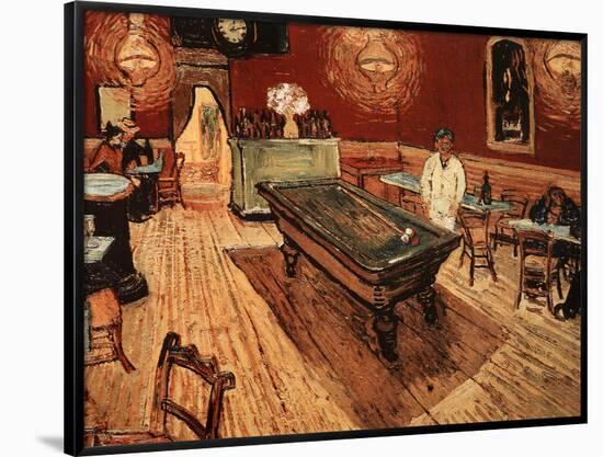 Vincent Van Gogh Night Cafe with Pool Table Art Print Poster-null-Framed Poster