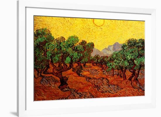 Vincent van Gogh Olive Trees with Yellow Sky and Sun-null-Framed Art Print