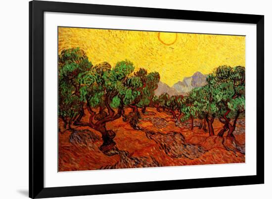 Vincent van Gogh Olive Trees with Yellow Sky and Sun-null-Framed Art Print