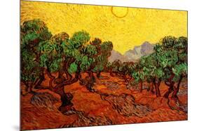 Vincent van Gogh Olive Trees with Yellow Sky and Sun-null-Mounted Art Print