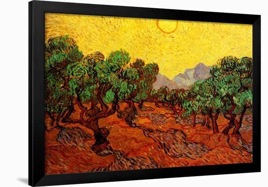 Vincent van Gogh Olive Trees with Yellow Sky and Sun-null-Framed Art Print