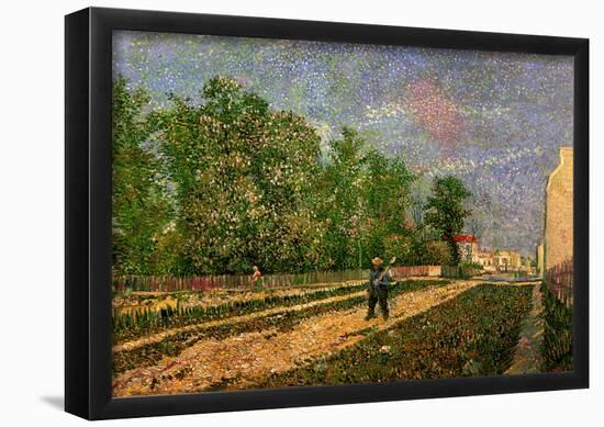 Vincent Van Gogh Outskirts of Paris Road with Peasant Shouldering a Spade Art Print Poster-null-Framed Poster