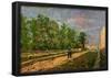 Vincent Van Gogh Outskirts of Paris Road with Peasant Shouldering a Spade Art Print Poster-null-Framed Poster