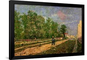 Vincent Van Gogh Outskirts of Paris Road with Peasant Shouldering a Spade-null-Framed Art Print