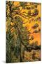 Vincent Van Gogh Pine Trees against a Red Sky with Setting Sun-Vincent van Gogh-Mounted Art Print