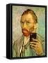 Grappige kunst Van Gogh Selfie op telefoon Canvas Schilderij