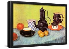 Vincent Van Gogh Still Life Blue Enamel Coffeepot Earthenware and Fruit Art Print Poster-null-Framed Poster