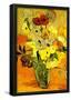 Vincent Van Gogh Still Life Japanese Vase Roses and Anemones Art Print Poster-null-Framed Poster