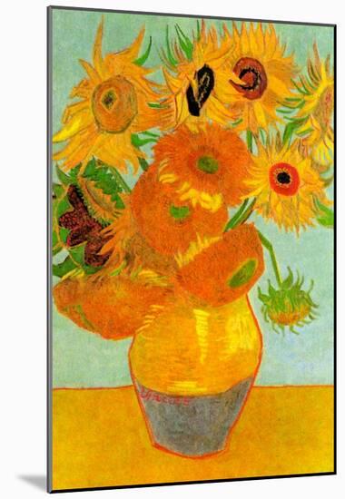 Vincent Van Gogh Still Life Vase with Twelve Sunflowers 2 Art Print Poster-null-Mounted Poster