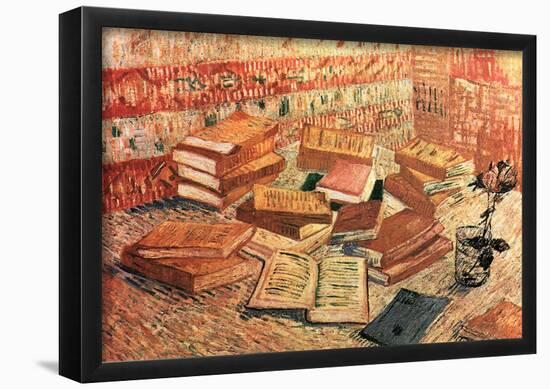 Vincent Van Gogh Still Life with French Novels and Glass with Rose Art Print Poster-null-Framed Poster