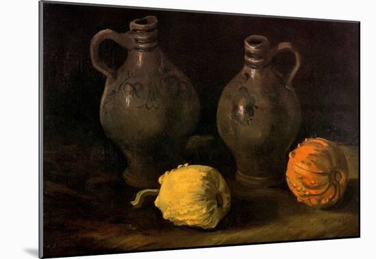 Vincent Van Gogh Still Life with Two Jars and Two Pumpkins Art Print Poster-null-Mounted Poster