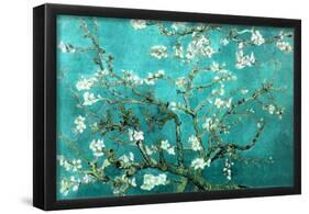 Vincent Van Gogh Turquoise Almond Branches in Bloom, San Remy Art Poster Print-null-Framed Poster