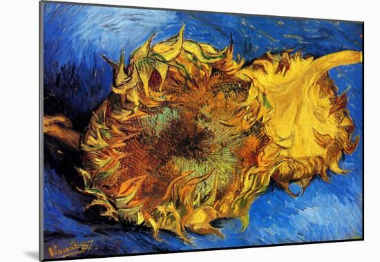 Vincent Van Gogh Two Cut Sunflowers 3 Art Print Poster-null-Mounted Poster