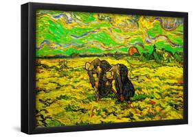 Vincent Van Gogh Two Peasant Women Digging in Field with Snow Art Print Poster-null-Framed Poster