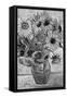 Vincent Van Gogh Vase Twelve Sunflowers Black White Art Print Poster-null-Framed Stretched Canvas