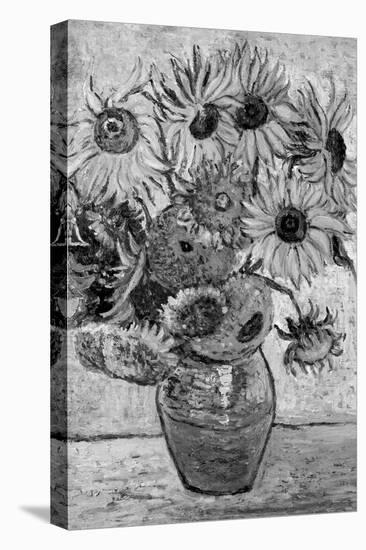 Vincent Van Gogh Vase Twelve Sunflowers Black White Art Print Poster-null-Stretched Canvas