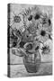 Vincent Van Gogh Vase Twelve Sunflowers Black White Art Print Poster-null-Stretched Canvas