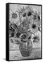 Vincent Van Gogh Vase Twelve Sunflowers Black White Art Print Poster-null-Framed Stretched Canvas