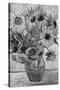 Vincent Van Gogh Vase Twelve Sunflowers Black White Art Print Poster-null-Stretched Canvas