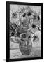 Vincent Van Gogh Vase Twelve Sunflowers Black White Art Print Poster-null-Framed Poster