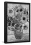 Vincent Van Gogh Vase Twelve Sunflowers Black White Art Print Poster-null-Framed Poster