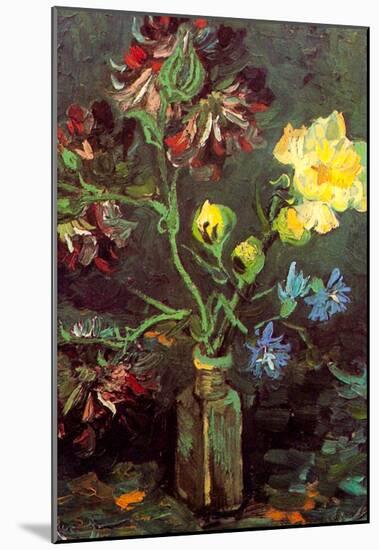 Vincent Van Gogh Vase with Myosotis and Peonies 2 Art Print Poster-null-Mounted Poster
