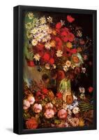 Vincent Van Gogh Vase with Poppies Cornflowers Peonies and Chrysanthemums Art Print Poster-null-Framed Poster