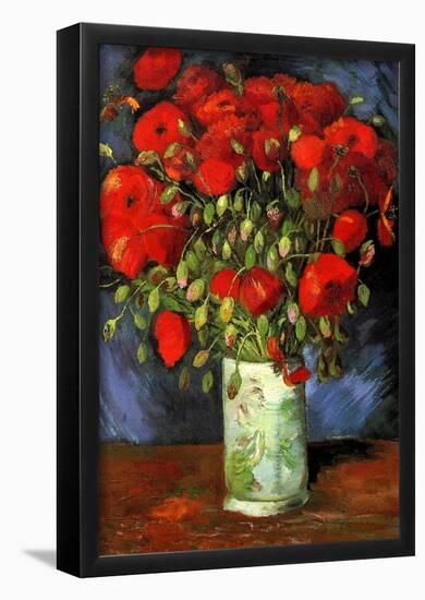 Vincent Van Gogh Vase with Red Poppies Art Print Poster-null-Framed Poster