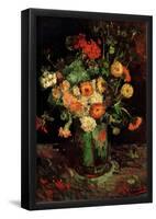 Vincent Van Gogh Vase with Zinnias and Geraniums Art Print Poster-null-Framed Poster