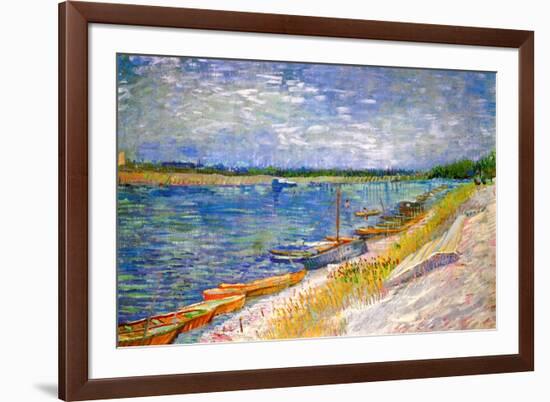 Vincent van Gogh View of a River with Rowing Boats-Vincent van Gogh-Framed Art Print