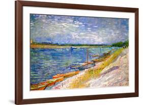 Vincent van Gogh View of a River with Rowing Boats-Vincent van Gogh-Framed Art Print