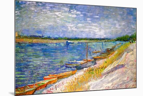 Vincent van Gogh View of a River with Rowing Boats-Vincent van Gogh-Mounted Art Print