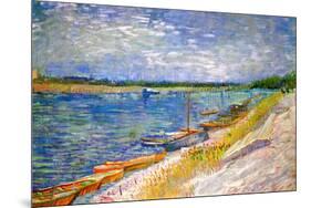 Vincent van Gogh View of a River with Rowing Boats-Vincent van Gogh-Mounted Art Print