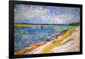 Vincent van Gogh View of a River with Rowing Boats-Vincent van Gogh-Framed Art Print