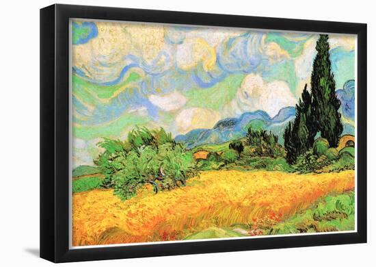 Vincent Van Gogh Wheat Field with Cypresses near Eygalieres Art Print Poster-null-Framed Poster