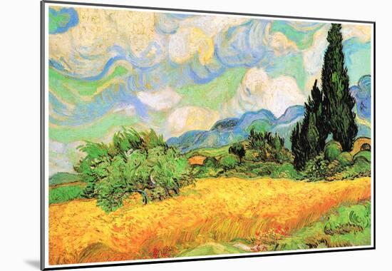 Vincent Van Gogh Wheat Field with Cypresses near Eygalieres Art Print Poster-null-Mounted Poster