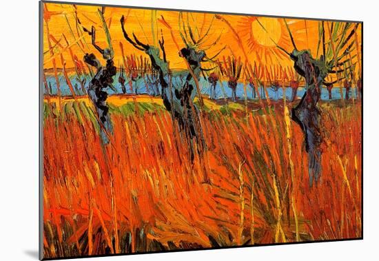 Vincent Van Gogh Willows at Sunset Art Print Poster-null-Mounted Poster