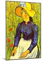 Vincent Van Gogh Young Peasant Woman with Straw Hat Sitting in the Wheat Art Print Poster-null-Mounted Poster