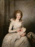 Portrait of Lady Boynton, Seated in White Costume with Her Child, in an Interior-Vincente Carducho-Framed Giclee Print