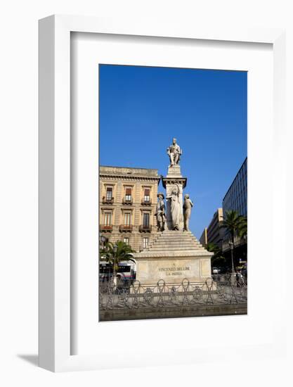 Vincenzo Bellini monument, Piazza Stesicoro, Catania, Sicily, Italy, Europe-Carlo Morucchio-Framed Photographic Print