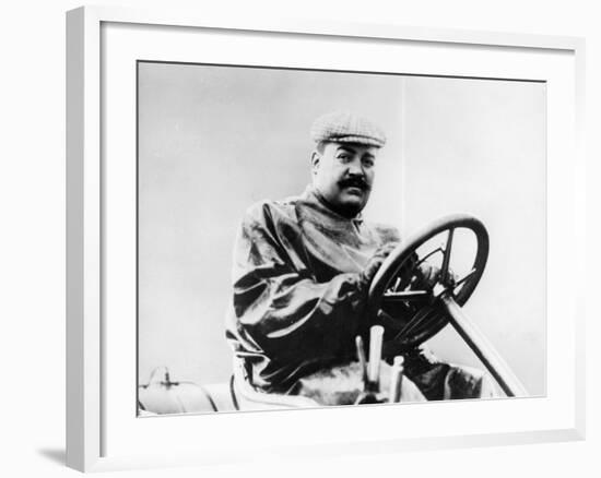 Vincenzo Lancia at the Wheel of a Car-null-Framed Photographic Print