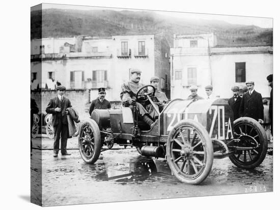 Vincenzo Lancia Taking Part in the Targa Florio Race, Sicily, April 1907-null-Stretched Canvas
