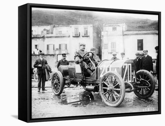 Vincenzo Lancia Taking Part in the Targa Florio Race, Sicily, April 1907-null-Framed Stretched Canvas